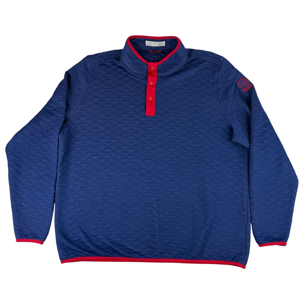 Holderness & Bourne Sullivan Pullover Mens XXL Blue Red Quilted Golf HB2095.570